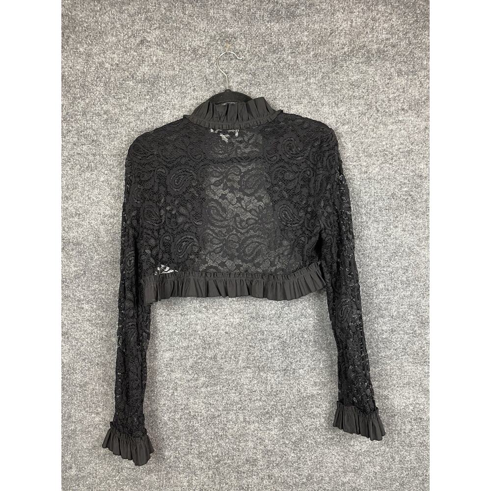 Joseph Ribkoff Black Lace Bolero Jacket With Ruffle Trim Size 12 - Picture 10 of 11